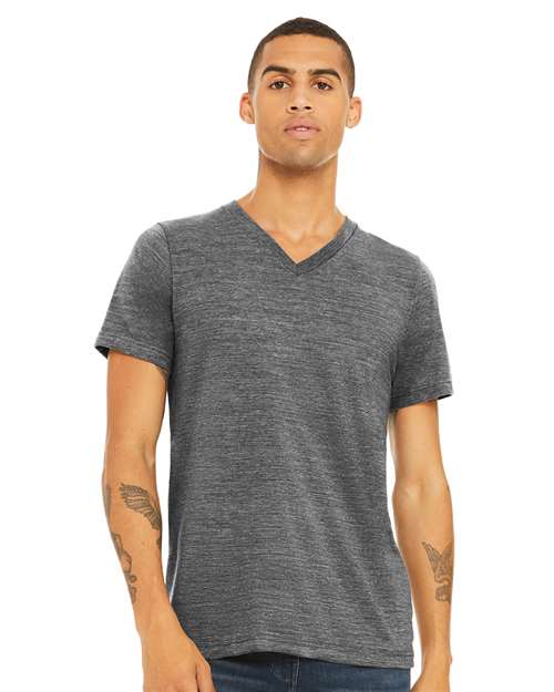 3655 Unisex Textured Jersey V-Neck Tee