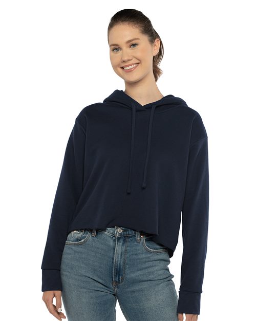 9384 Women's Laguna Sueded Raw Edge Crop Hoodie Sweatshirt