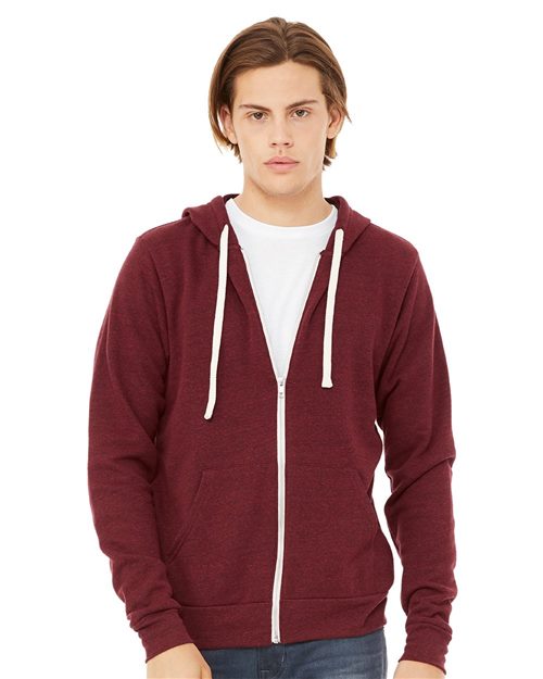 3909 Unisex Triblend Sponge Fleece Full-Zip Hoodie Sweatshirt