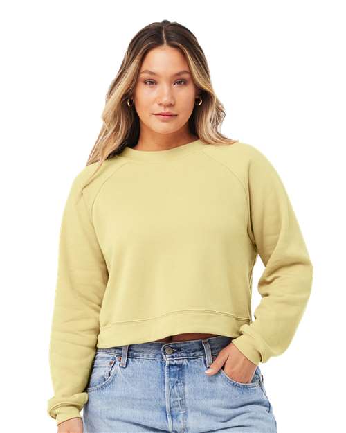 7505 Women's Crop Raglan Fleece Crewneck Sweatshirt
