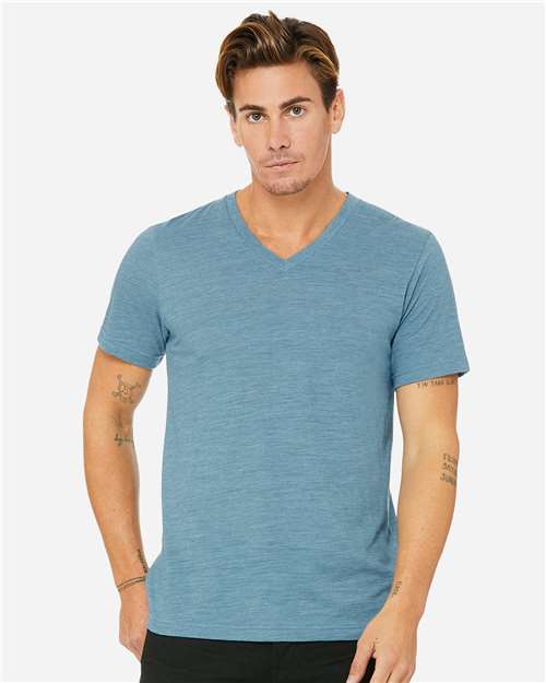 3655 Unisex Textured Jersey V-Neck Tee