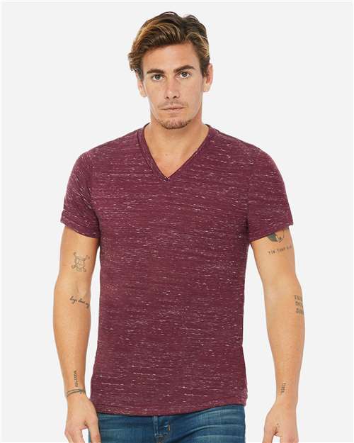 3655 Unisex Textured Jersey V-Neck Tee
