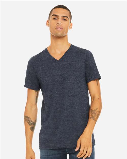 3655 Unisex Textured Jersey V-Neck Tee