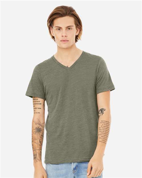 3655 Unisex Textured Jersey V-Neck Tee