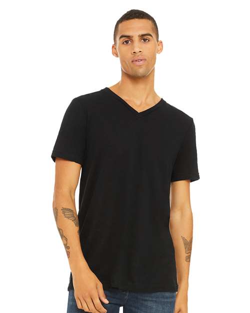 3655 Unisex Textured Jersey V-Neck Tee