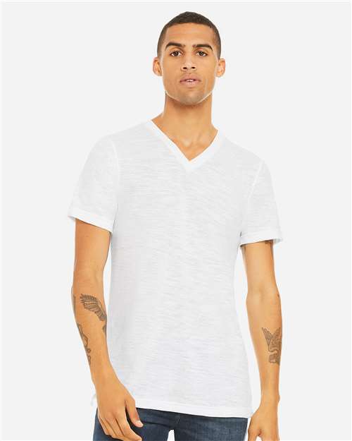3655 Unisex Textured Jersey V-Neck Tee