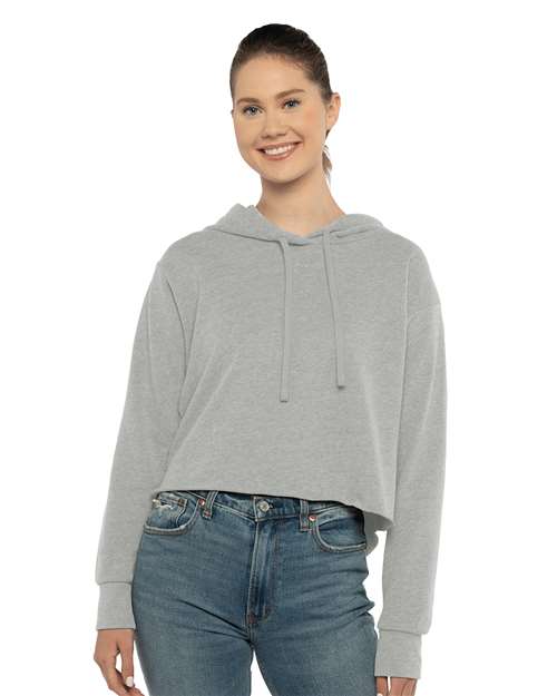 9384 Women's Laguna Sueded Raw Edge Crop Hoodie Sweatshirt