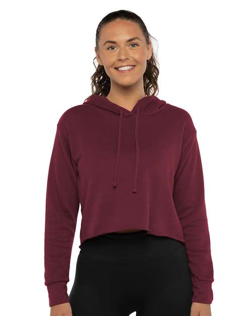 9384 Women's Laguna Sueded Raw Edge Crop Hoodie Sweatshirt