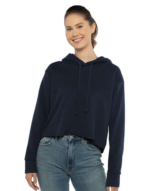 9384 Women's Laguna Sueded Raw Edge Crop Hoodie Sweatshirt