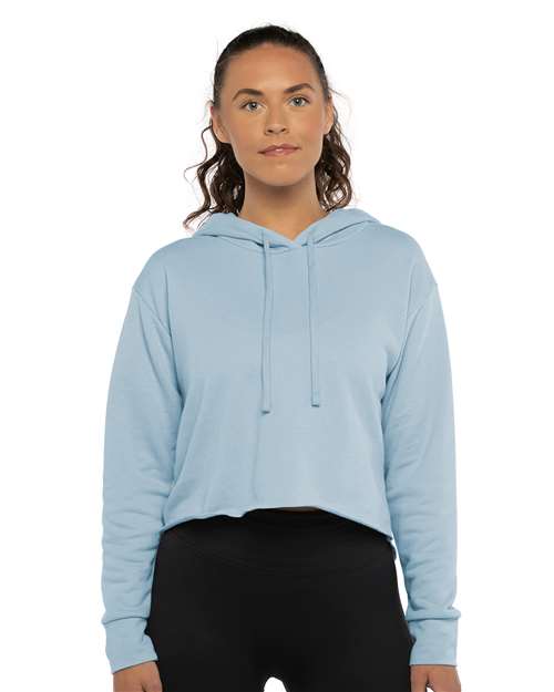 9384 Women's Laguna Sueded Raw Edge Crop Hoodie Sweatshirt