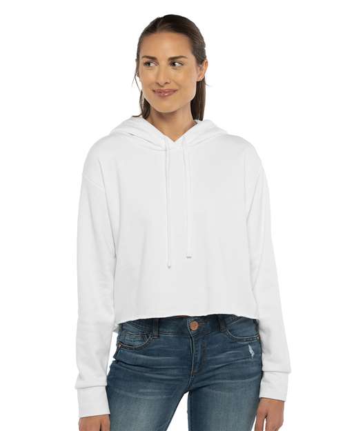 9384 Women's Laguna Sueded Raw Edge Crop Hoodie Sweatshirt
