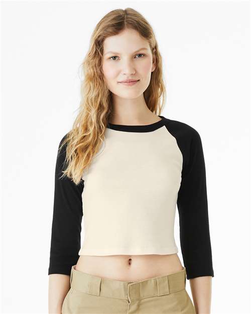 1200 Women's Micro Rib Three-Quarter Raglan Sleeve Baby Tee