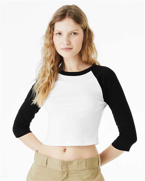 1200 Women's Micro Rib Three-Quarter Raglan Sleeve Baby Tee