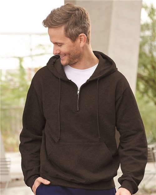 994MR Unisex NuBlend® Quarter-Zip Hooded Sweatshirt