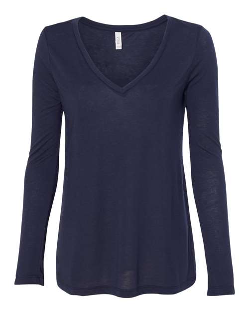 8855 Women's Flowy Long Sleeve V-Neck Tee
