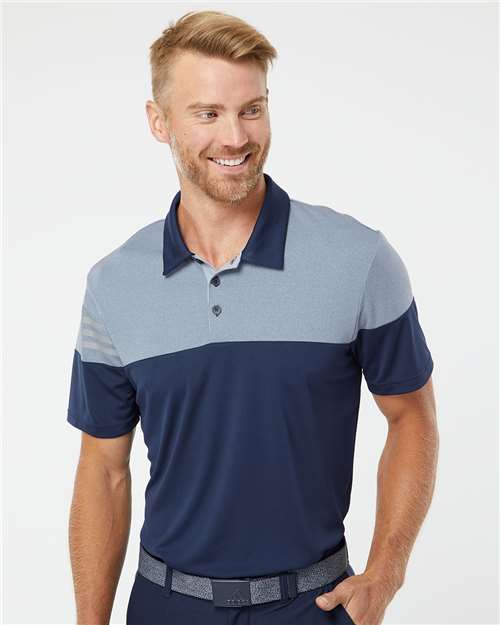 A213 Men's Heathered 3-Stripes Colorblocked Polo