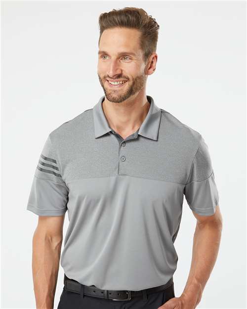 A213 Men's Heathered 3-Stripes Colorblocked Polo