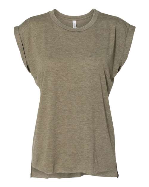 8804 Women’s Flowy Rolled Cuffs Muscle Tee
