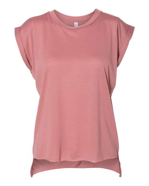 8804 Women’s Flowy Rolled Cuffs Muscle Tee