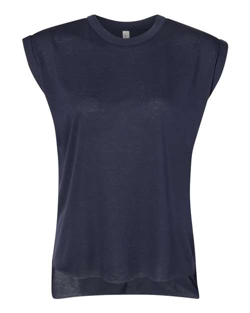 8804 Women’s Flowy Rolled Cuffs Muscle Tee