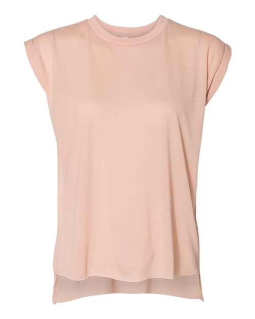 8804 Women’s Flowy Rolled Cuffs Muscle Tee