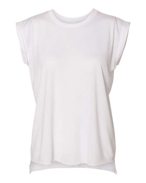 8804 Women’s Flowy Rolled Cuffs Muscle Tee