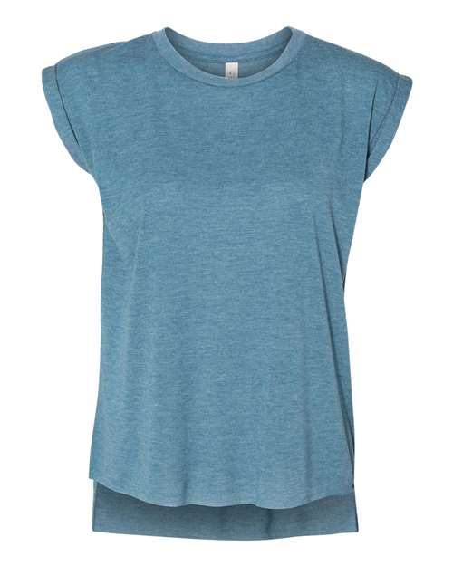 8804 Women’s Flowy Rolled Cuffs Muscle Tee