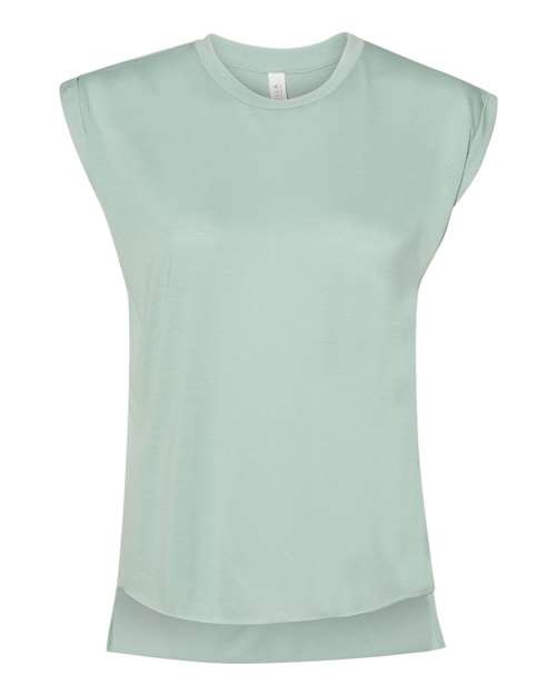 8804 Women’s Flowy Rolled Cuffs Muscle Tee