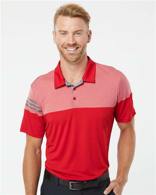 A213 Men's Heathered 3-Stripes Colorblocked Polo