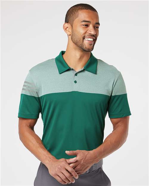 A213 Men's Heathered 3-Stripes Colorblocked Polo