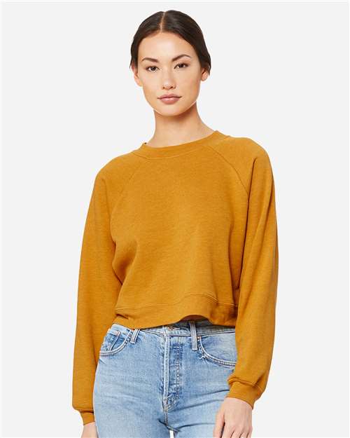 7505 Women's Crop Raglan Fleece Crewneck Sweatshirt