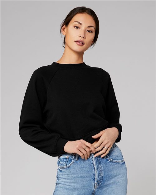 7505 Women's Crop Raglan Fleece Crewneck Sweatshirt