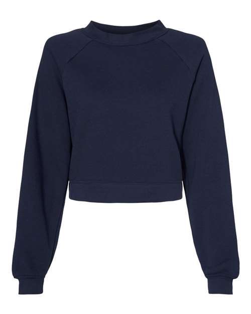 7505 Women's Crop Raglan Fleece Crewneck Sweatshirt