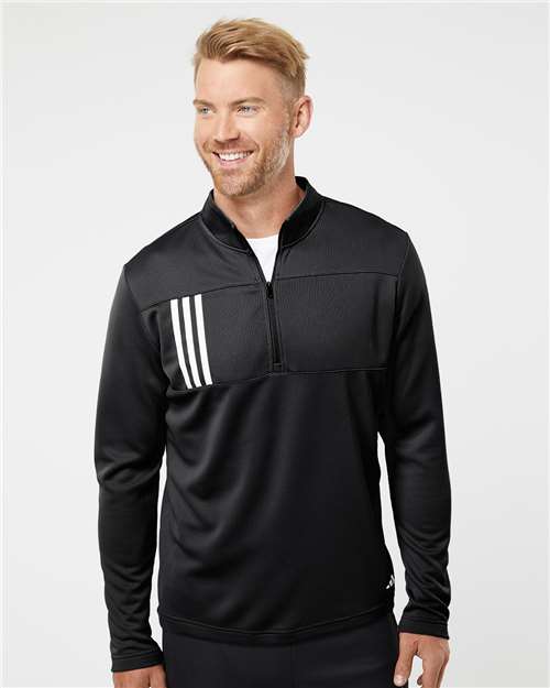 A482 Men's 3-Stripes Double Knit Quarter-Zip Pullover