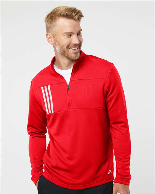 A482 Men's 3-Stripes Double Knit Quarter-Zip Pullover