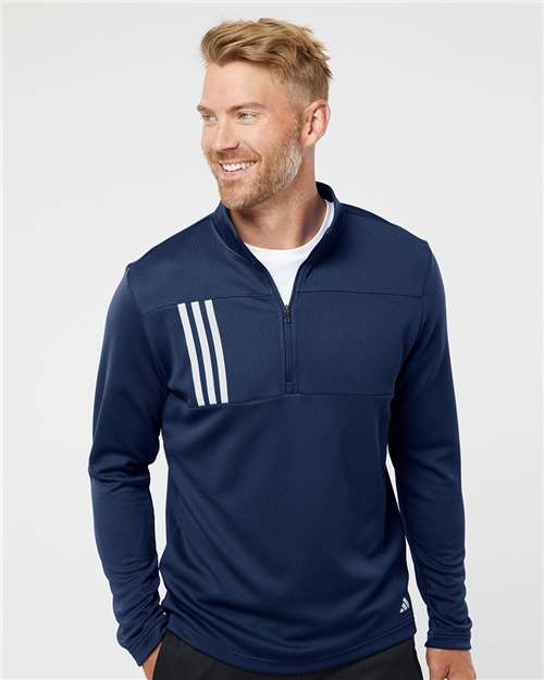 A482 Men's 3-Stripes Double Knit Quarter-Zip Pullover
