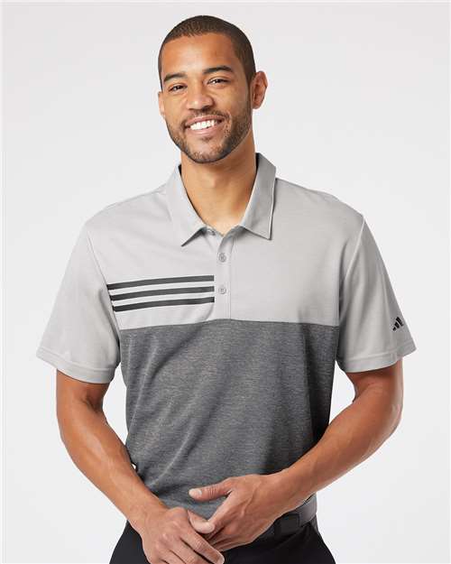 A508 Men's Heathered Colorblocked 3-Stripes Polo