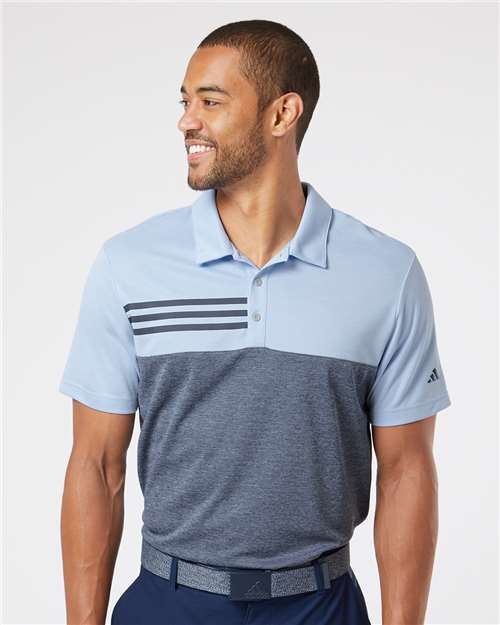 A508 Men's Heathered Colorblocked 3-Stripes Polo