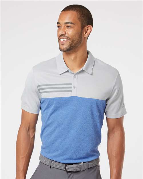 A508 Men's Heathered Colorblocked 3-Stripes Polo