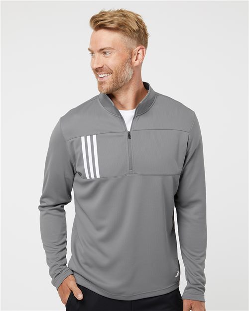 A482 Men's 3-Stripes Double Knit Quarter-Zip Pullover
