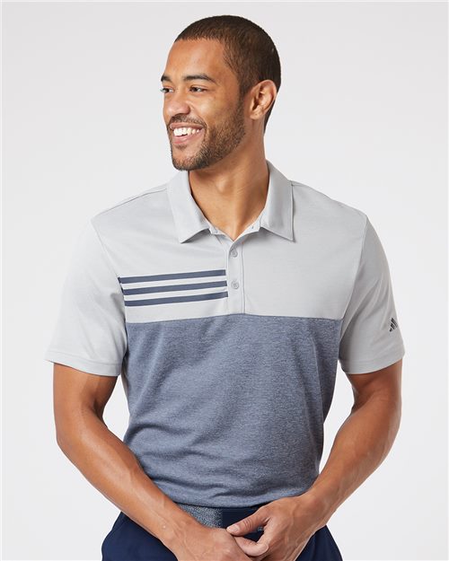 A508 Men's Heathered Colorblocked 3-Stripes Polo