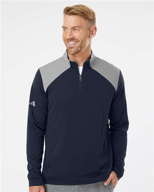 A532 Men's Textured Mixed Media Quarter-Zip Pullover